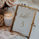 Elegant Gold and White Calligraphy Table Number<br><div class="desc">This elegant gold and white calligraphy table number card is perfect for a simple wedding. The neutral design features a minimalist card decorated with romantic and whimsical faux gold foil typography. The card prints on the front and back (double-sided). Add each table number that you need to your cart individually....</div>