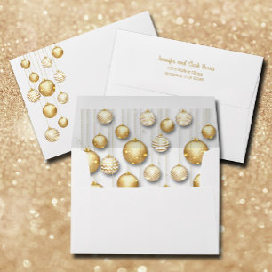 Elegant Gold and White Christmas Ornaments Envelope