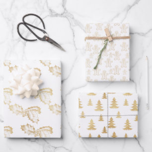 Elegant Gold and White Christmas Wrapping Paper Sheet