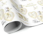 Elegant Gold and White Dove Wedding Hearts Wrapping Paper<br><div class="desc">Elegant Gold and White Dove Wedding Day Gift Wrap. 100% Customisable. Ready to Fill in the box(es) or Click on the CUSTOMIZE IT button to change, move, delete or add any of the text or graphics. Made with high resolution vector graphics for a professional print. NOTE: (All zazzle product designs...</div>
