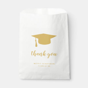 Elegant Gold and White Graduation Cap Thank You Favour Bags