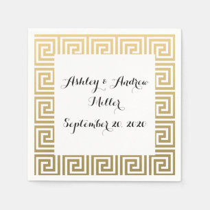 Elegant Gold and White Greek Key Pattern Napkin