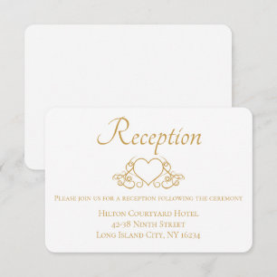 Elegant Gold And White Heart Wedding Reception Invitation