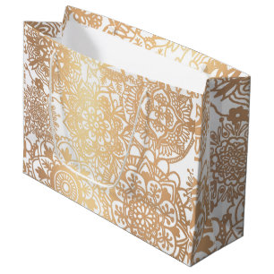 Elegant Gold and White Mandala Pattern Large Gift Large Gift Bag