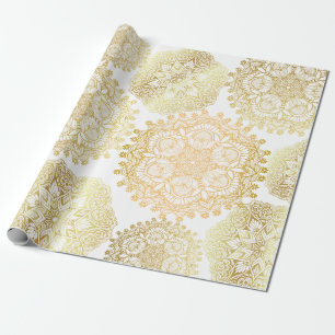 Elegant Gold And White Mandala Pattern Wrapping Paper