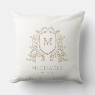 Elegant Gold and White monogram throw pillow