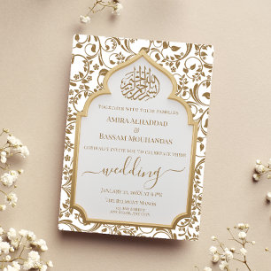 Elegant Gold and White Real Foil Islamic Wedding