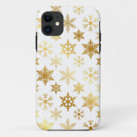 Elegant Gold and White Snow Flake iPhone Case