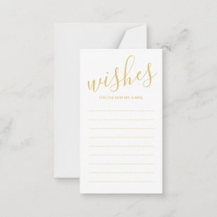 Elegant Gold and White Wedding Advice and Wishes Card