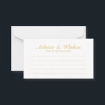 Elegant Gold and White Wedding Advice and Wishes Card<br><div class="desc">Beautiful Elegant Gold and White Wedding Wedding Advice and Wishes Card.

Click on the customise it button to personalise the design.</div>
