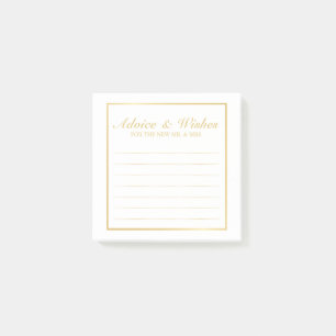 Elegant Gold and White Wedding Advice and Wishes Post-it Notes