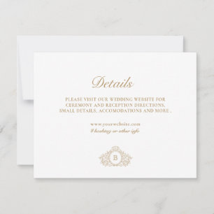 Elegant Gold and White Wedding Details Card
