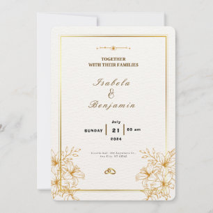 Elegant Gold and White Wedding Invitation