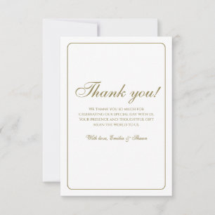 Elegant Gold and White Wedding Thank You Card