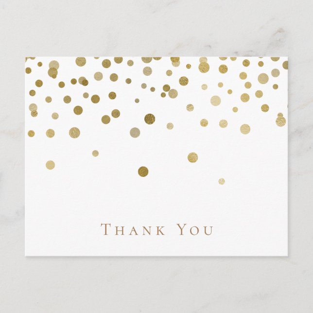 Elegant Gold and White Wedding Thank You Postcard (Front)