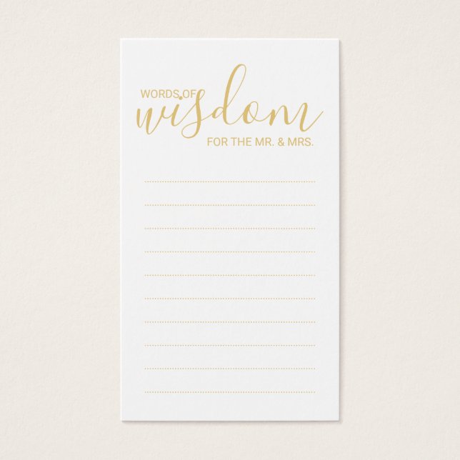 Elegant Gold and White Wedding Words of Wisdom (Front)