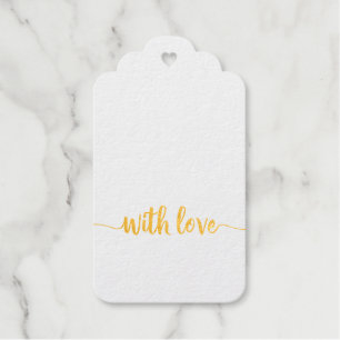 Elegant Gold and White With Love Custom Name Gift Tags