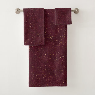 Elegant Gold And Wine  Bath Towel Set