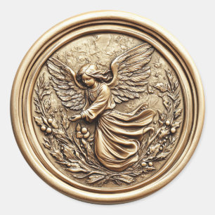 Elegant Gold Angel Christian Christmas Holiday Classic Round Sticker