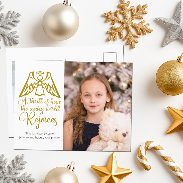Elegant Gold Angel Christmas Family Photo Postcard (Creator Uploaded)