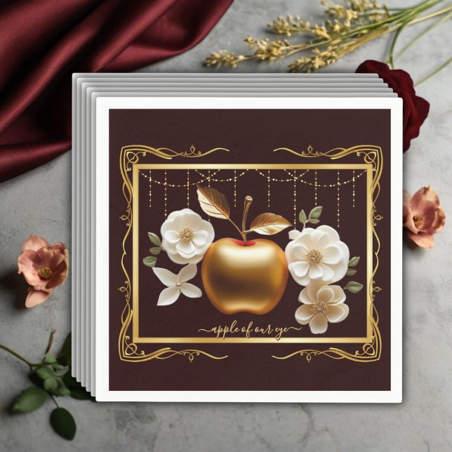 Elegant Gold Apple of Our Eye Baby Shower Napkin (Creator Uploaded)