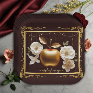 Elegant Gold Apple of Our Eye Baby Shower Paper Plate