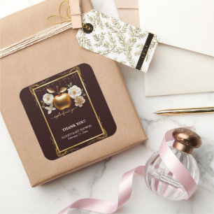 Elegant Gold Apple of Our Eye Baby Shower Square Sticker