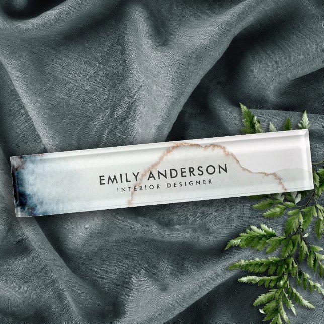 ELEGANT GOLD AQUA BLUE BRUSH STROKE STAIN TEXTURE NAMEPLATE (Creator Uploaded)