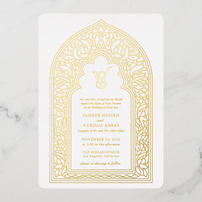 Elegant Gold Arabesque Wedding (Front)