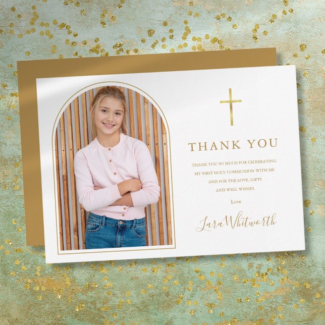 Elegant Gold Arch First Holy Communion Thank You Card (Elegant Gold Arch First Holy Communion Thank You Card)