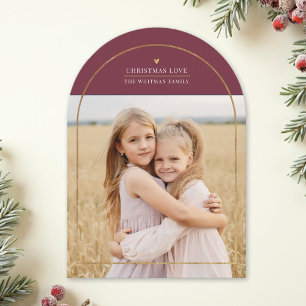 Elegant Gold Arch Overlay Christmas Love Photo Holiday Card