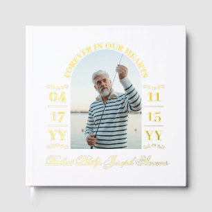 Elegant Gold Arch Photo Forever In Our Hearts Guest Book