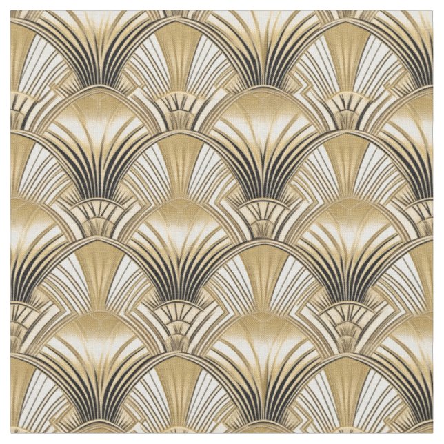 Elegant Gold Art deco Arches Fabric (Close Up)