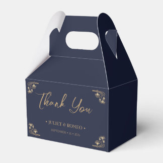 Elegant gold Art Deco on blue wedding Favour Box