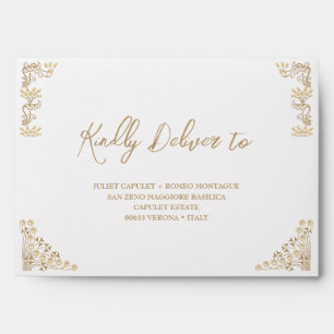 Elegant gold Art Deco on white Self-Addressed RSVP Envelope
