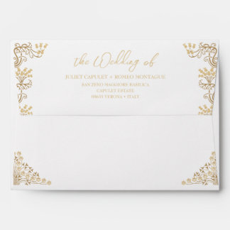 Elegant gold Art Deco on white wedding invitation Envelope