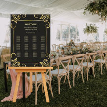 Elegant Gold Art Deco Vintage Drinks Menu Sign