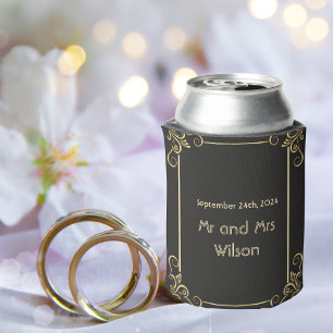 Elegant Gold Art Deco Vintage Wedding Can Cooler