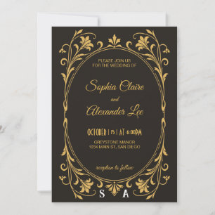 Elegant Gold Art Nouveau Wedding Invitation