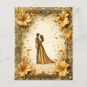 Elegant Gold Artwork of Romantic wedding Couple Flyer
