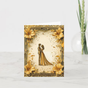Elegant Gold Artwork of Romantic wedding Couple Invitation