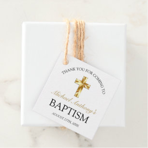 Elegant Gold Baby Baptism Thank You Favour Tags
