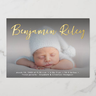 Elegant Gold Baby Boy Photo Custom Birth Stats