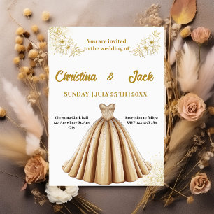 Elegant Gold Ballgown - Princess Design wedding Invitation