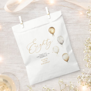 Elegant Gold Balloon 80th Birthday Party Favour Bags