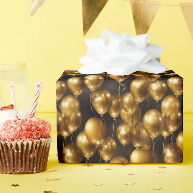 Elegant gold balloon tiled pattern wrapping paper (Birthday Party)