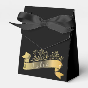 Elegant Gold Banner Black Favour Boxes