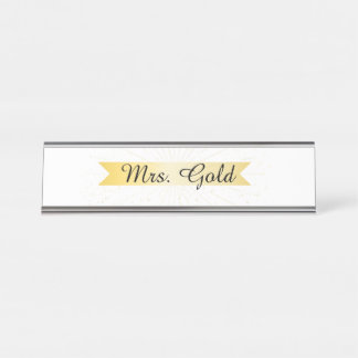 Elegant Gold Banner Desk Name Plate