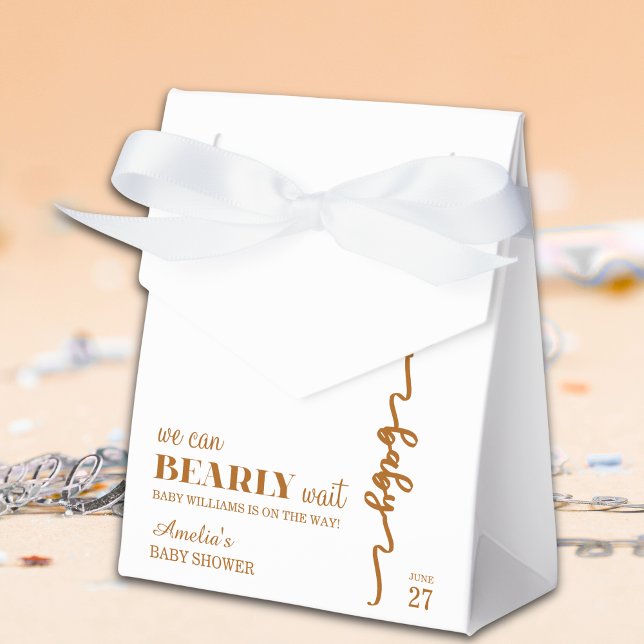 Elegant Gold Bear Balloon Bearly Wait Neutral Favour Box (Creator Uploaded)