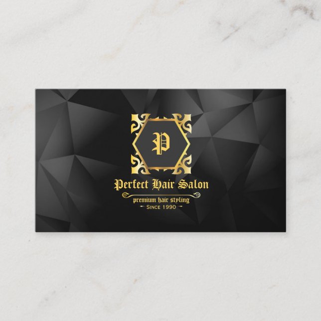 Elegant Gold Beauty Salon Business Card Luxury (Front)